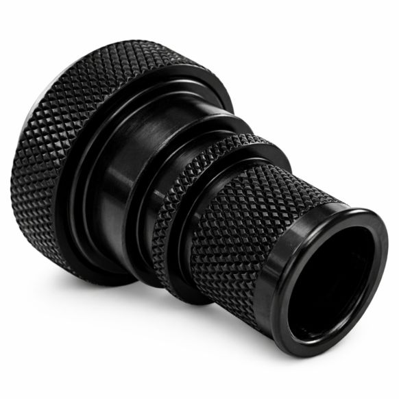 Rear view of EMCA Electro-Mechanic A37-526 Straight Screened Adaptor in Black Zinc Nickel finish