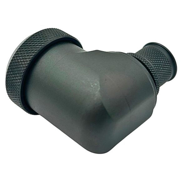 Side view of EMCA Electro-Mechanic A37-795 90 Degree (RFI/EMI) Screened Adaptor in Olive Drab Cadmium finish