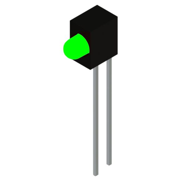 Side view of MARL 103 Series PCB Mounted LED with Green LED (Part Number: 103-314-01)