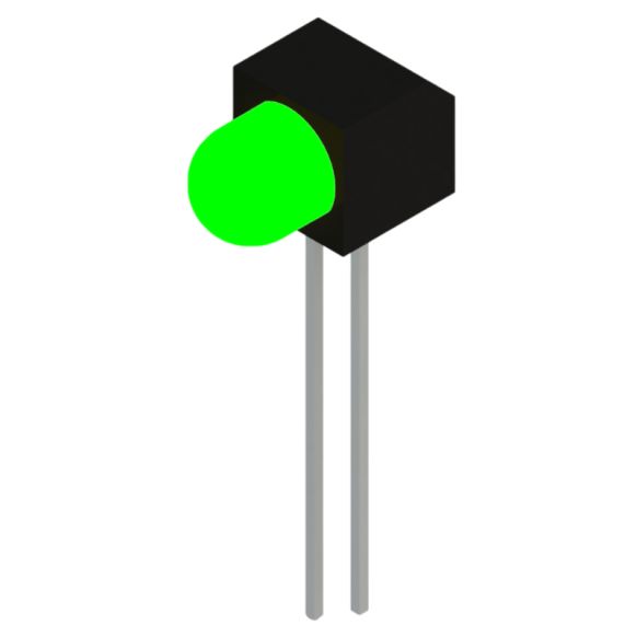 Side view of MARL 104 Series PCB Mounted LED with Green LED (Part Number: 104-514-04)