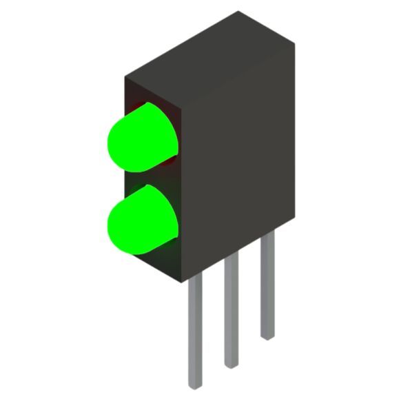 Side view of MARL 109 Series PCB Mounted LED with Green LED (Part Number: 109-383-20)