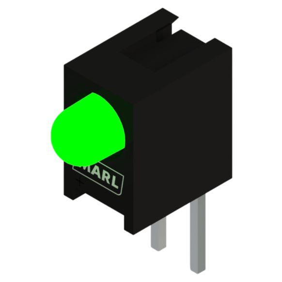 Side view of MARL 113 Series PCB Mounted LED with Green LED (Part Number: 113-314-01)