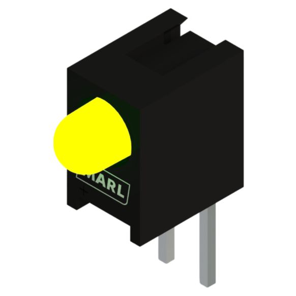 Side view of MARL 113 Series PCB Mounted LED with Yellow LED (Part Number: 113-382-20)