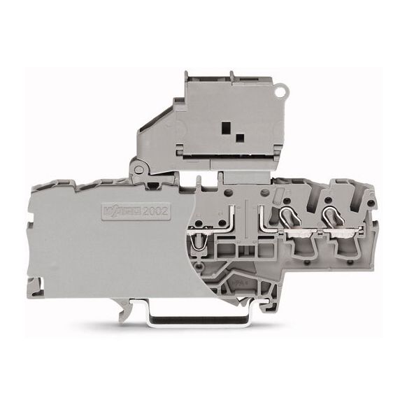 WAGO TOPJOB®S 2002 Series Rail Mounted 4 Conductor Fuse Disconnect Terminal Block with pivoting fuse holder - 2002-1811