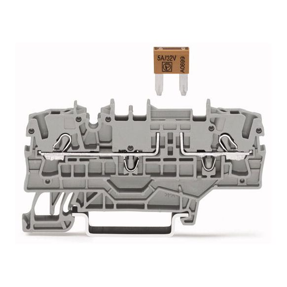 WAGO TOPJOB®S 2002 Series Rail Mounted 2 Conductor Fuse Terminal Block for mini-automotive blade-style fuses - 2002-1981