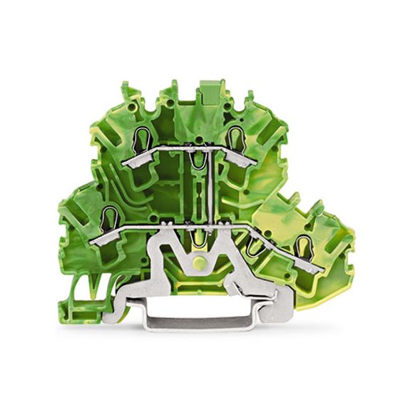 WAGO TOPJOB®S 2002 Series Rail Mounted Double-Deck 4 Conductor Ground (Earth) Terminal Block PE - 2002-2207