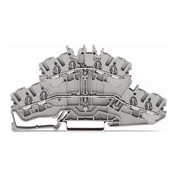 WAGO TOPJOB®S 2002 Series Rail Mounted 4 Conductor Double-Deck Through/Through Terminal Block L/L - 2002-2401