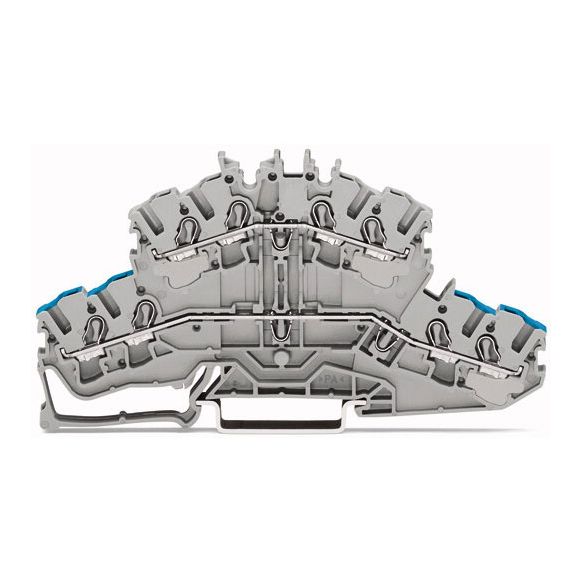 WAGO TOPJOB®S 2002 Series Rail Mounted 4 Conductor Double-Deck Through/Through Terminal Block N/L - 2002-2402