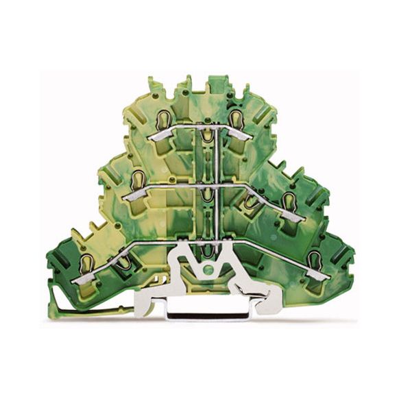 WAGO TOPJOB®S 2002 Series Rail Mounted Triple-Deck 6 Conductor Ground (Earth) Terminal Block PE - 2002-3207