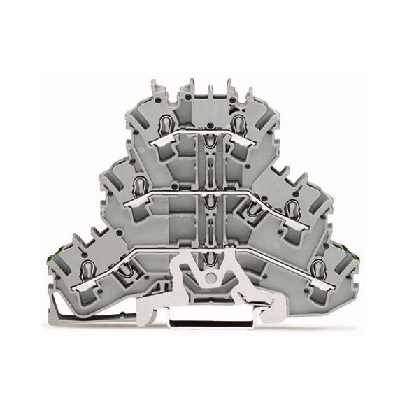 WAGO TOPJOB®S 2002 Series Rail Mounted Triple-Deck Ground conductor/Through/Through Terminal Block PE/L/L - 2002-3227