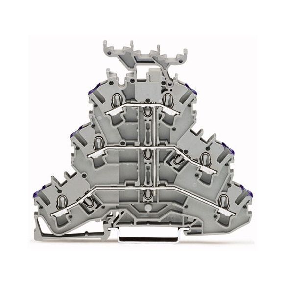 WAGO TOPJOB®S 2002 Series Rail Mounted Triple-Deck 6 Conductor Through Terminal Block L - 2002-3238