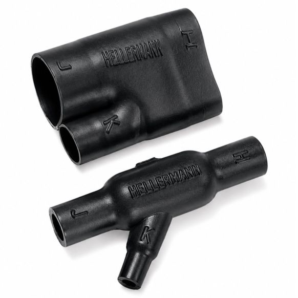 Supplied and fully recovered views of the HellermannTyton Helashrink 1300 Series (1303-1) heat-shrink boot