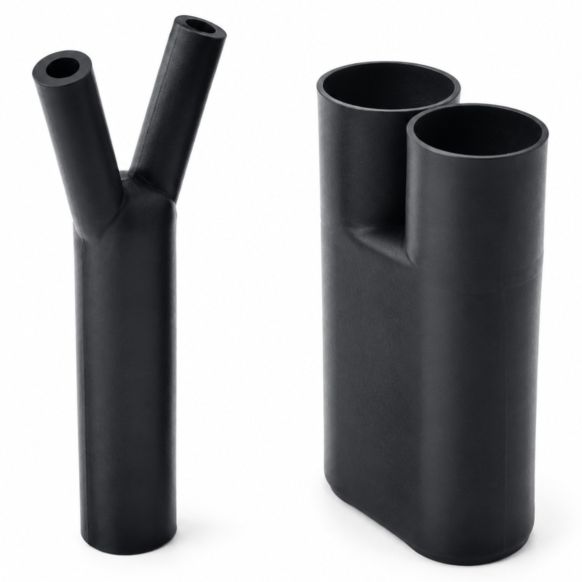 Supplied and fully recovered views of the HellermannTyton Helashrink 200 Series (201-1) heat-shrink boot