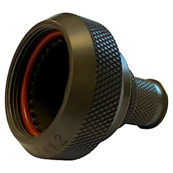Front view of EMCA Straight Screened Adaptor in Olive Drab Cadmium finish (Part Number: A37-796-5610)