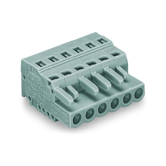 WAGO 1 Conductor Female Plug with Integrated End Plate - 2 Pole - Grey - 231-102/102-000
